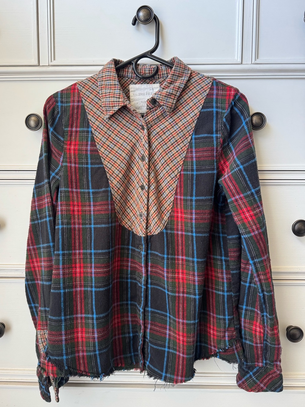 Free People We The Free Mixed Plaid Flannel Shirt